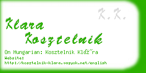 klara kosztelnik business card